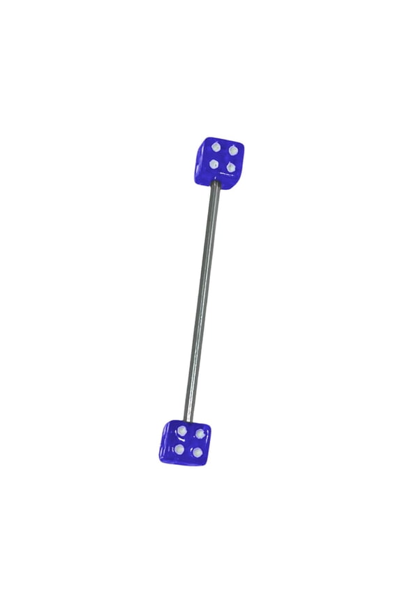 316L Surgical Steel 14G Clear Blue Acrylic Dice Beads Industrial Barbell Earrings Bar Cartilage Punk Piercing Body Jewelry 48mm 2 Inch