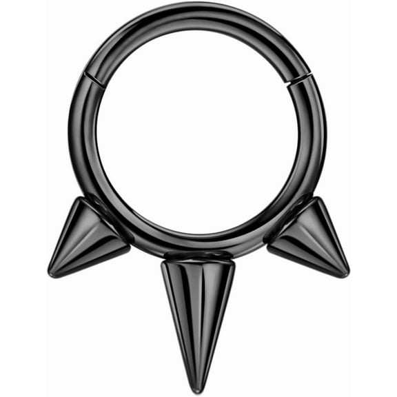316L Surgical Steel 3 Spike Beaded Piercing Rings for Septum Daith