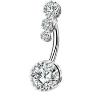 TONAIN 316L Surgical Steel Belly Button Rings Clear Navel Rings Belly Rings Belly Piercing