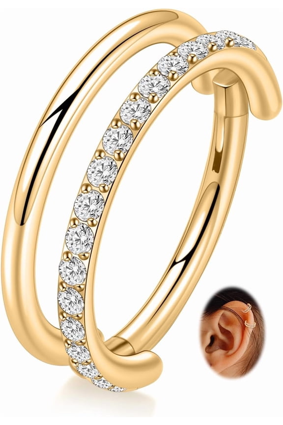 316L Surgical Steel Conch Helix Piercing Jewelry Cartilage Hoop Earring Septum Ring Nose Ring Rook Lobe Daith Tragus Piercing Jewelry 16G Double/Triple Hoop[m652]