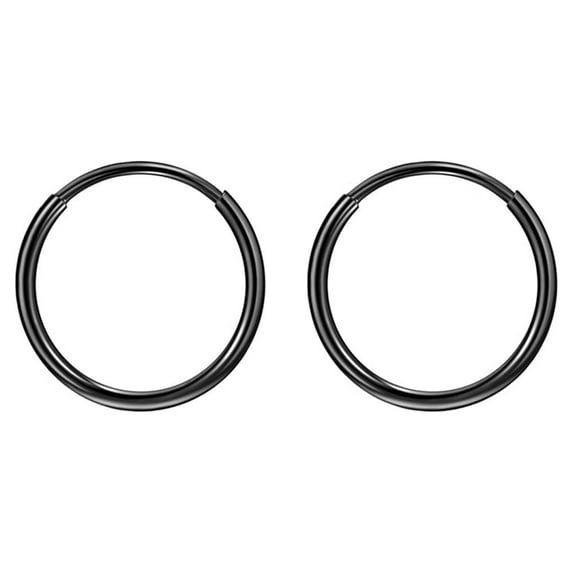316L Surgical Steel Earrings for Women Black Hoop Earring 12mm Endless Hoop Earrings
