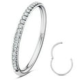 thumbnail image 1 of 316L Surgical Steel Hinged Nose Rings Hoop with Zircon 16G Body Pierecing Ring Segment Clicker Lip Rings Cartilage Rook Diameter 10mm （Silver）, 1 of 6