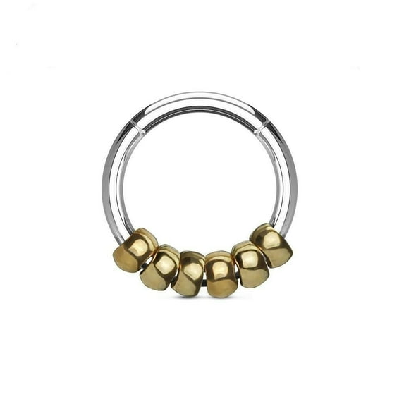 316L Surgical Steel Hinged Segment Hoop Rings with Steel beads 16G