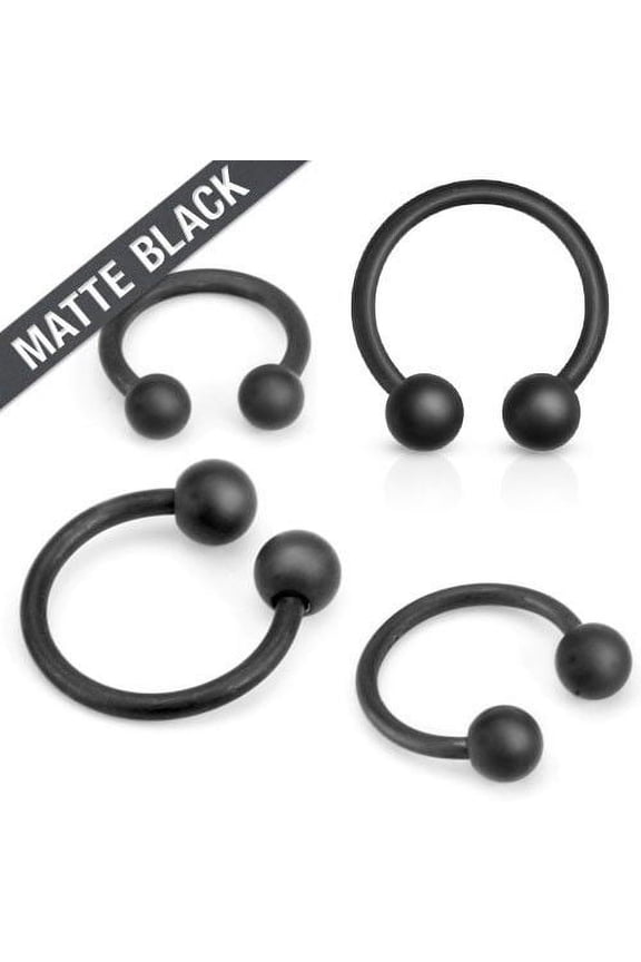 316L Surgical Steel Matte Black IP Horseshoe - Sold as Pair - 4 Sizes - HTM