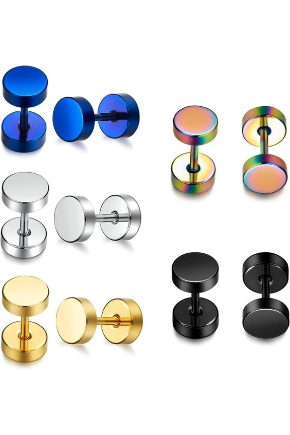 316L Surgical Steel Mens Earring Flatback Screw Stud Earrings Hypoallergenic Titanium Ear Piercing Studs For Women[Z4570]