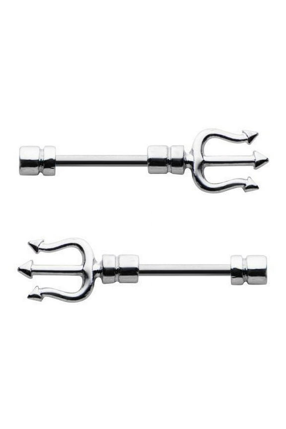 316L Surgical Steel Nipple Ring Bars 14g 1/2'' bar Pitch Fork Body Jewelry Sold as a Pair