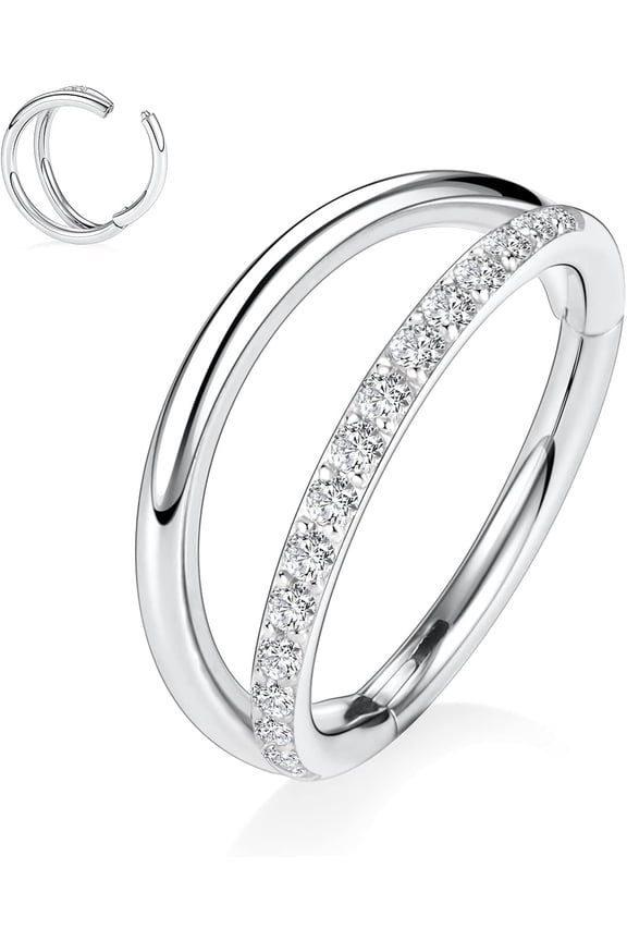 316L Surgical Steel Septum Clicker Ring Nose Ring Hoop Sleeper Hoop Earring Helix Rook Conch Cartilage Daith Tragus Earrings Lobe Nose Piercing Jewelry for Women[s355]