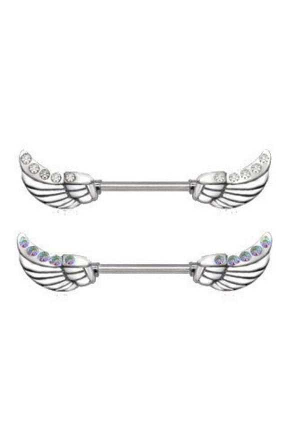 316L Surgical Steel Twinkling Angelic Wings Nipple Bar