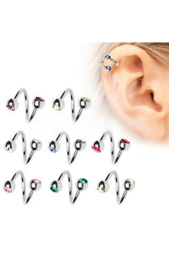 316L Surgical Steel Twist with Gemmed Balls