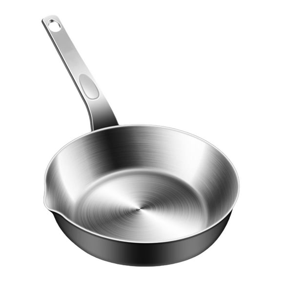 316Stainless Steel Single Serve Frying Pan, Multi-Layer Induction Base, Ergonomic Handle & Spout for Even Heat Distribution