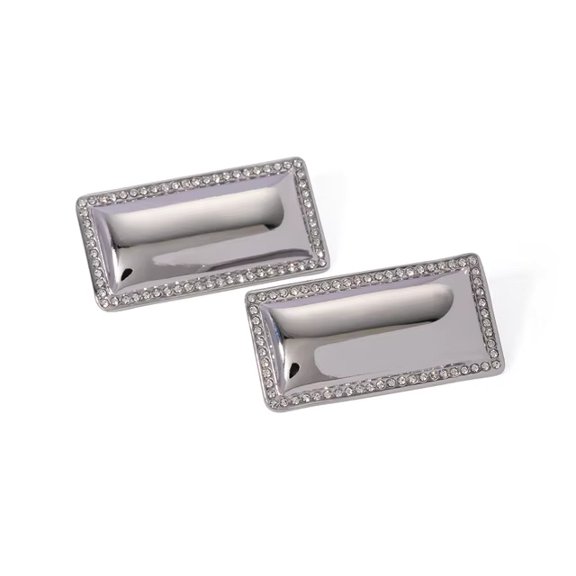 316l Stainless Steel Rhinestone Zircon Smooth Geometric Stud Earrings 18K Gold Plated Metal Waterproof Jewelry Fall/Winte