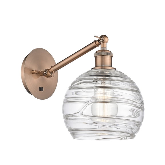 317-1W-AC-G1213-8-LED-Innovations Lighting-Athens - 1 Light Wall Sconce In Industrial Style-12.38 Inches Tall and 8 Inches Wide Antique Copper Clear