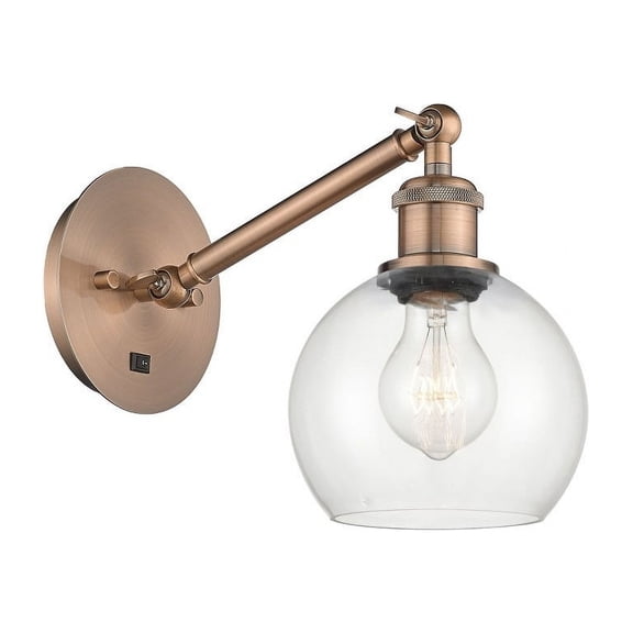 317-1W-AC-G122-6-LED-Innovations Lighting-Athens - 1 Light Wall Sconce In Industrial Style-10.5 Inches Tall and 6 Inches Wide Antique Copper Clear