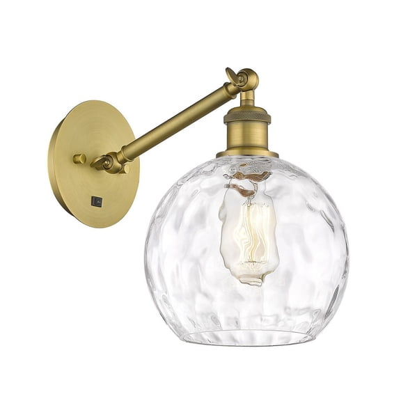 317-1W-BB-G1215-8-LED-Innovations Lighting-Athens - 1 Light Wall Sconce In Industrial Style-12.38 Inches Tall and 8 Inches Wide Brushed Brass Clear