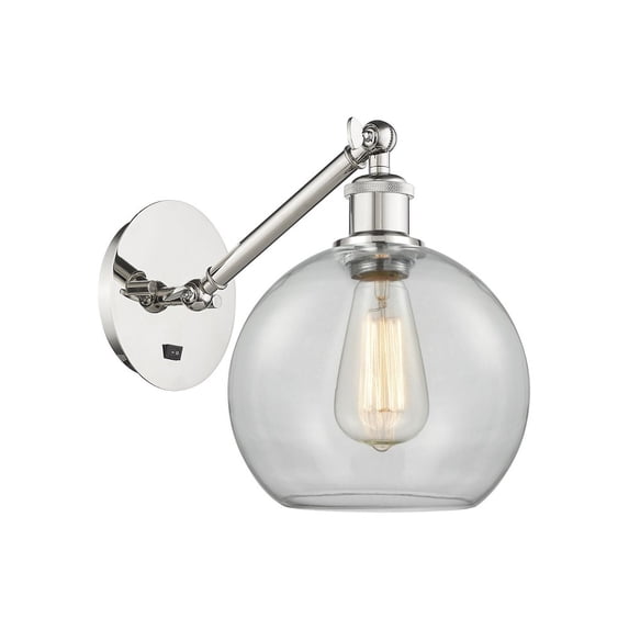 317-1W-PN-G122-8-LED-Innovations Lighting-Athens - 1 Light Wall Sconce In Industrial Style-12.38 Inches Tall and 8 Inches Wide Polished Nickel Clear