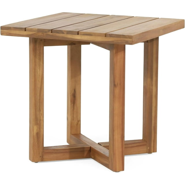 Gino Outdoor Acacia Wood Side Table, Natural Finish