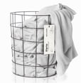 thumbnail image 1 of 11''H x 12''W Round Metal Laundry Basket - Wire Hamper for Blankets, Towels, and More - Indoor and Outdoor Storage Bin - Living Room Organization - Rustic Farmhouse Decor - Grey Utility Bin - Medium, 1 of 8