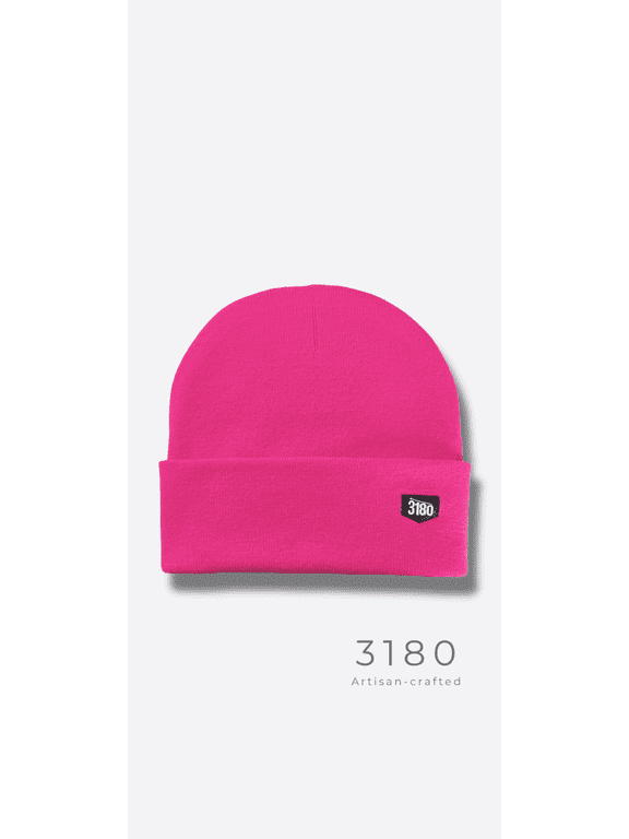 Unisex Premium Reversible Winter Beanie - Super Soft Acrylic Seamless Stitch Knit Cap, Trendy Neon Hot Pink
