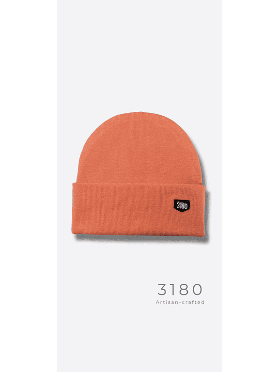 Unisex Premium Reversible Winter Beanie - Super Soft Acrylic Seamless Stitch Knit Cap, Trendy Neon Orange