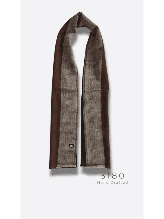Unisex Textured Herringbone Winter Muffler - Premium Acrylic Tri-Tone Self-Design Striped Scarf, Gradient Brown