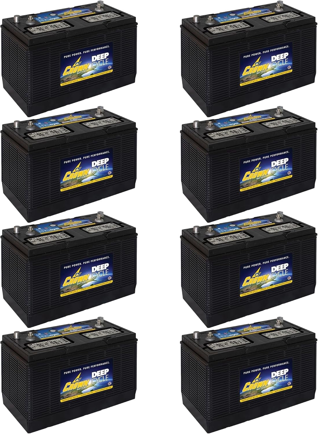31HDC 12V Deep Cycle Battery  Group 31 Commercial Flooded Lead Acid  115Ah @ 20Hr  8 Pack  Industrial, Marine, RV & Backup Power