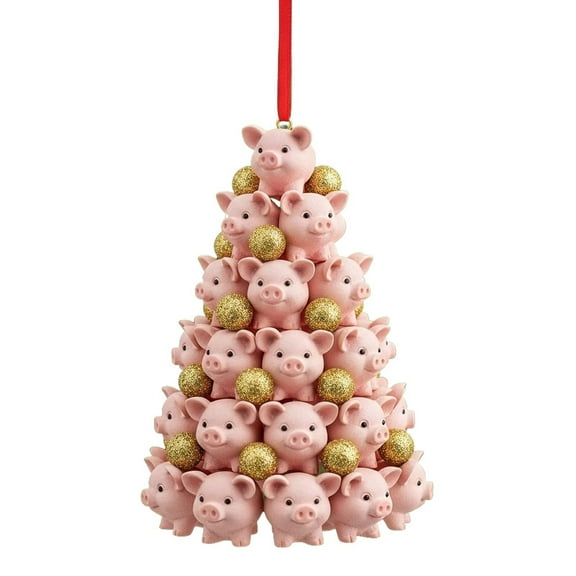 A 31In 2D Christmas Pig Stacking Ornaments Hanging Decor Plastic Tree Decorations Festive Holiday Party Supplies For Home Tree Decoration Seasonal Accents