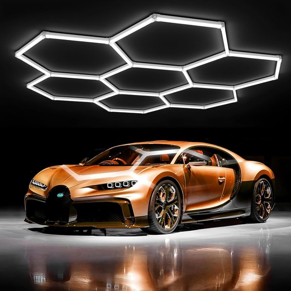 31Lights LED Hexagon Honeycomb Lights,7-Hex Honeycomb Lights 48800Lumens Hexagon DIY Super Bright Detailing Ceiling 488W LED Shop Light for Warehouse Workshop Gym Basement