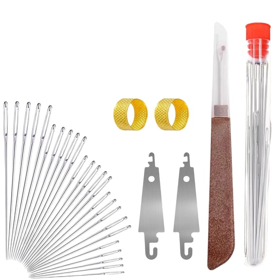 31PC Sewing Tool Set, Big Eye Steel Sewing Needle Kit, Threader and Needle Repair Kit Stainless Steel Needles for Hand Sewing