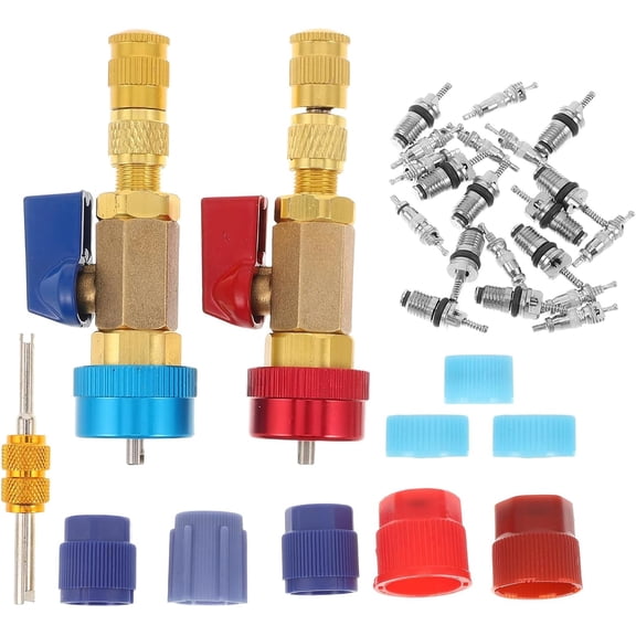 31PCS AC Valve Core Remover Installer Tool, Leakfree R134A AC Refrigerant System Valve Stem Service Repair Kit - Compatible with R134a, R410, R 22 Air Conditioner