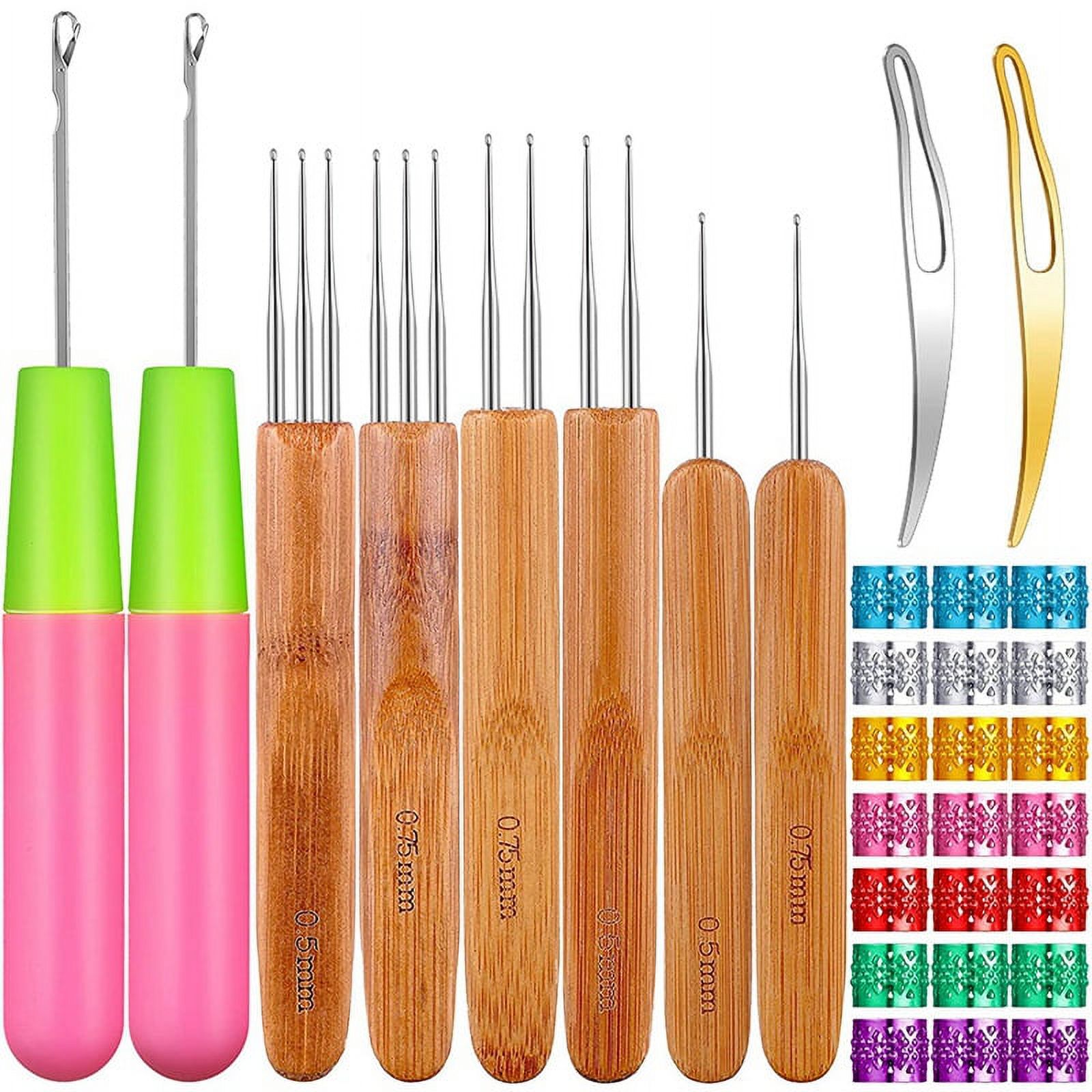 31Pc Crochet Needle Locking Tool Set, Dreadlocks Needles Hair Bent