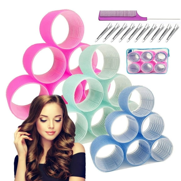 31Pcs 3'' Extra Large Hair Rollers Set,for Long Hair,3Sizes with Clips & Comb