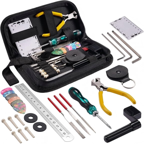 31Pcs Guitar Tool Kit, Guitar Repair Kit, Luthier Tools, Guitar Winder, Guitar Setup Kit for Guitar Ukulele Bass Mandolin Banjo