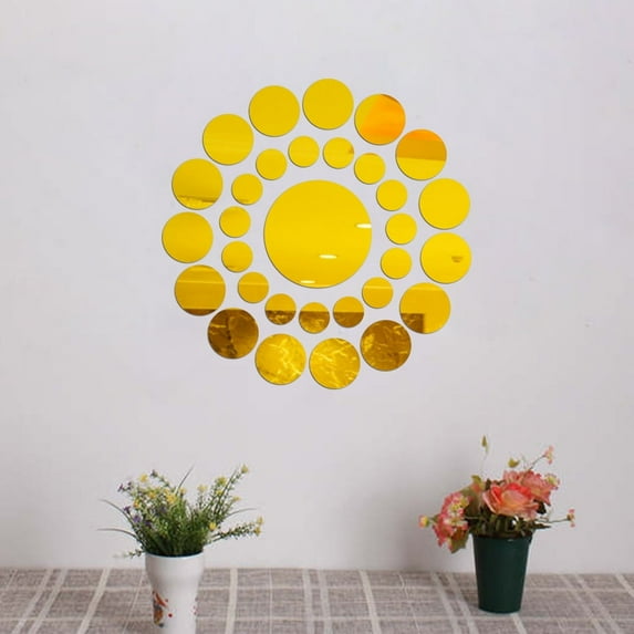 31X Round Mirror Wall Sticker Acrylic Surface Decal Home Room DIY Art Decor GD/ qt-370 31 circles mirror wall sticker gold
