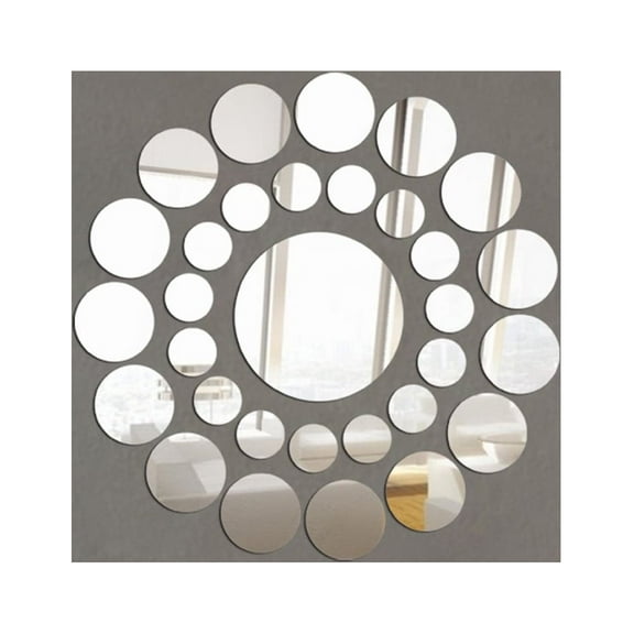 31X Round Mirror Wall Sticker Acrylic Surface Decal Home Room DIY Art Decor SL/ qt-370 31 circles mirror wall sticker silver