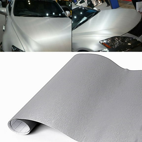 31cm X 150cm Car Metallic Matte Brushed Steel Vinyl Wrap Stickers Silver Decal