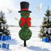 31inch Snowman Topiary Tree Christmas Decorations, Artificial Christmas Boxwood Spiral Tree with Pre-Lit LED & Balls, Outdoor/Indoor Decor for Porch, Garden, Home, Festive Holiday
