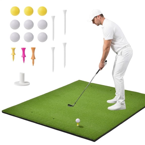 31mm Thick Golf Mat, 5x4ft Elite Hitting Mat for Outdoor & Indoor Practice, High-Elasticity Artificial Turf for Garage Simulator Chipping Driving