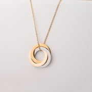 31mm Three Ring Tricolor Engraved Name Necklace