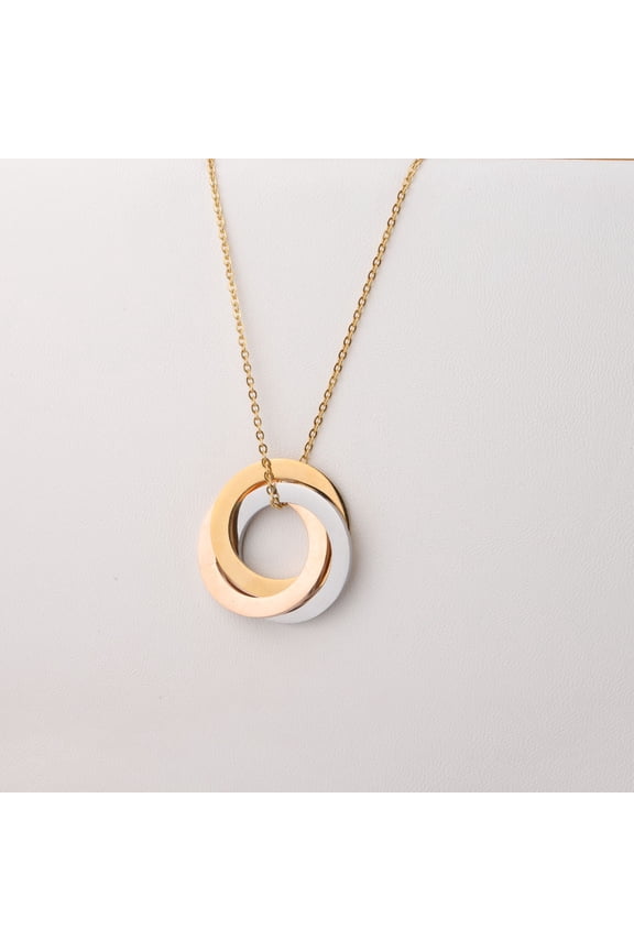 31mm Three Ring Tricolor Engraved Name Necklace