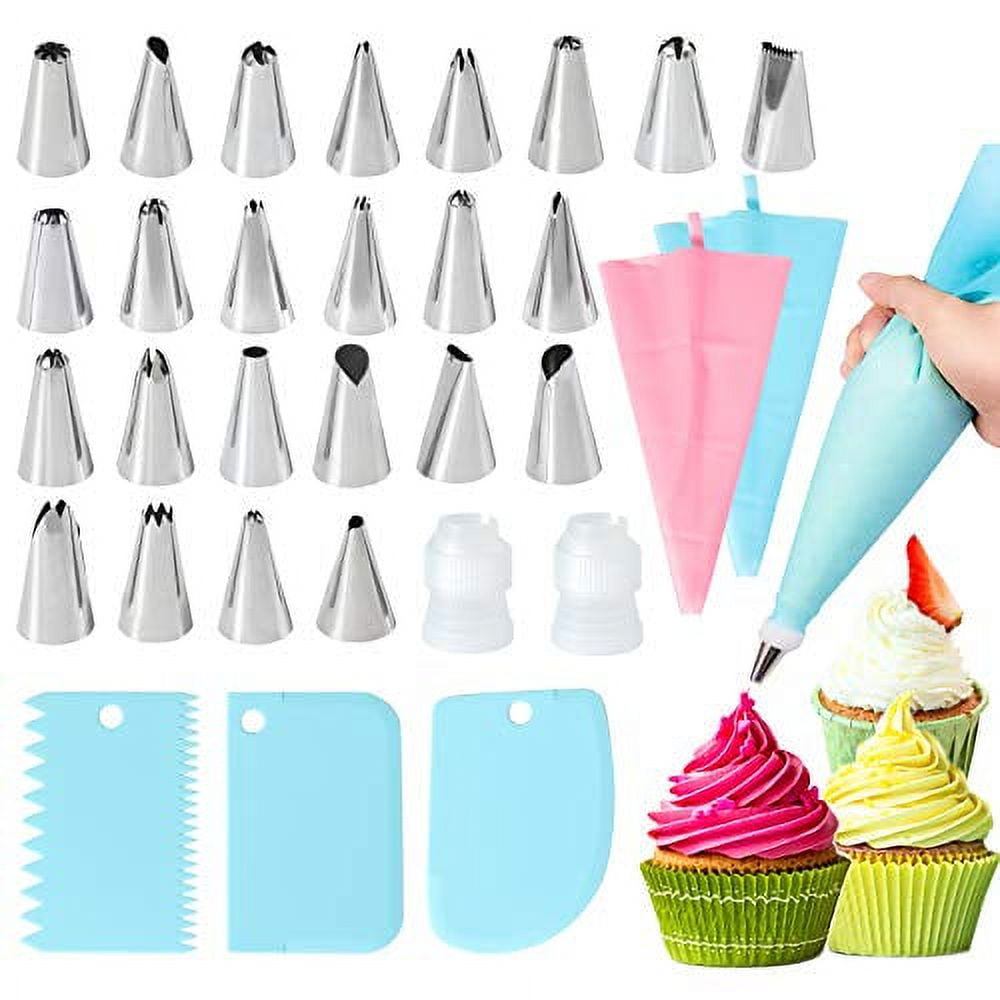 CoPedvic 150pcs Cake Decorating Supplies Set, Cupcake Decorating Kit Baking  Equipment Rotating Turntable Stand, Piping Nozzles and Bags, Cake Scrapers,  Icing Spatula 