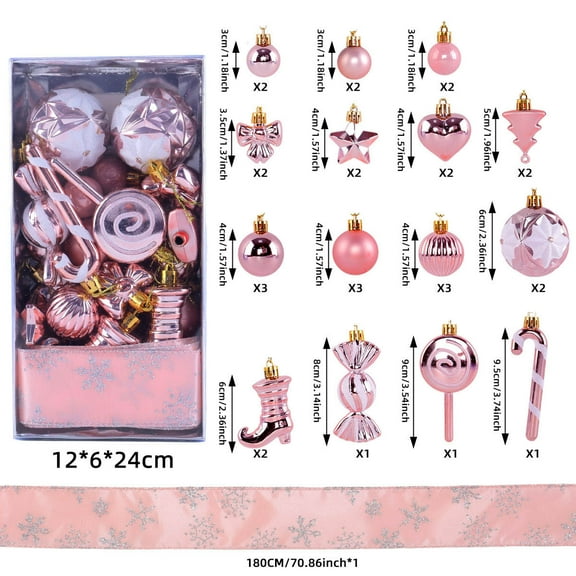 31pcs Set Christmas Candy Pendant Painteds Xmas Tree Decoration with Ribbon for Home & Party