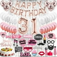 thumbnail image 1 of 31st Rose Gold Birthday Party Decorations, Party Supplies, Birthday Banner, 31st Photo Props, 31 Birthday Decorations, 31 Sash, 31 Balloons, 1 of 4