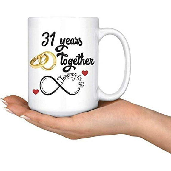 31st Wedding Anniversary Present For Him And Her,Married For 31 Years,31st Anniversary Mug For Husband Amp Wife,31 Years Together With Her 3P27R5,White