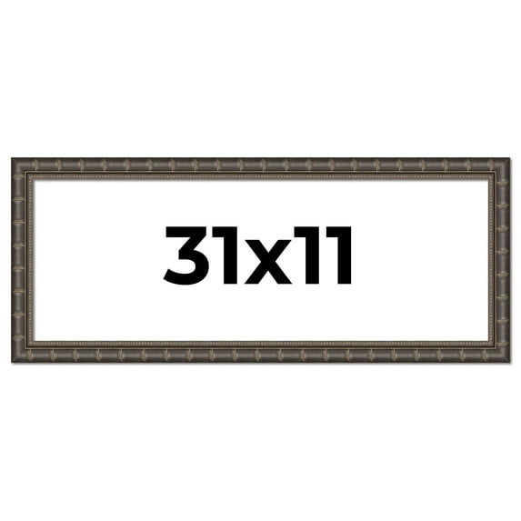 31x11 Frame Black Bamboo Solid Wood Picture Frame Width 1.5 Inches | Interior Frame Depth 0.5
