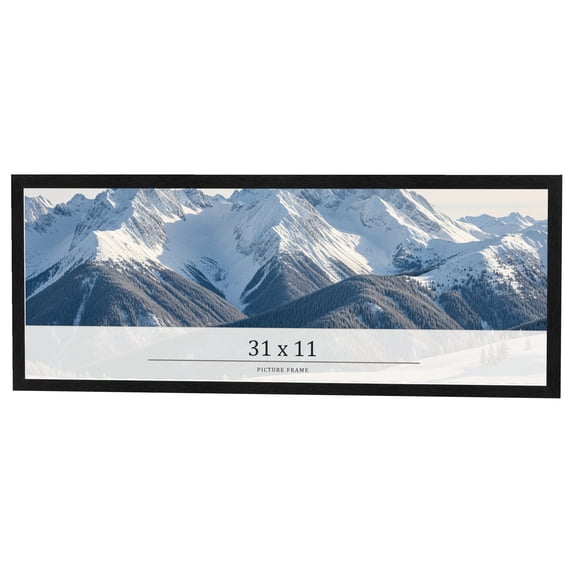 31x11 Frame Black Charcoal Grey Wood Textured Picture Frame | 0.75 Inch Moulding Width | Gunmetal