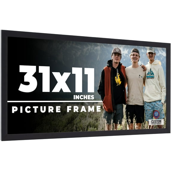 31x11 Frame Black Real Wood Picture Frame Width 0.75 inches | Interior Frame Depth 0.5 inches |