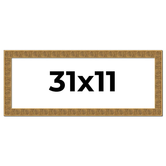 31x11 Frame Black and Gold Distressed Solid Wood Sonoma Picture Frame | 1.625 Inch Moulding Width |