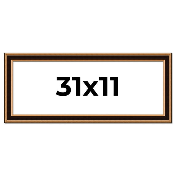31x11 Frame Gold Brown Plein Air Vintage Solid Wood Picture Frame | 1.75 Inches Moulding Width |