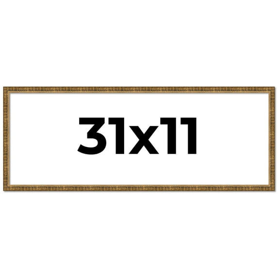 31x11 Frame Gold Solid Wood Picture Frame - Complete Modern Photo Frame Includes UV Acrylic