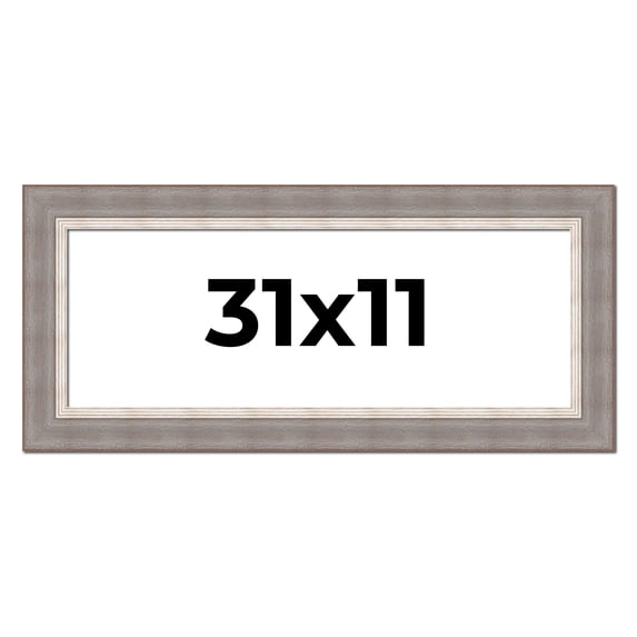 31x11 Frame Grey Real Wood Picture Frame Width 2.75 Inches | Interior Frame Depth 0.5 Inches |